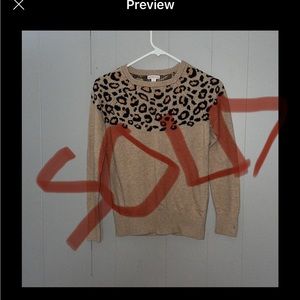 Merona animal  print lightweight tan sweater size small